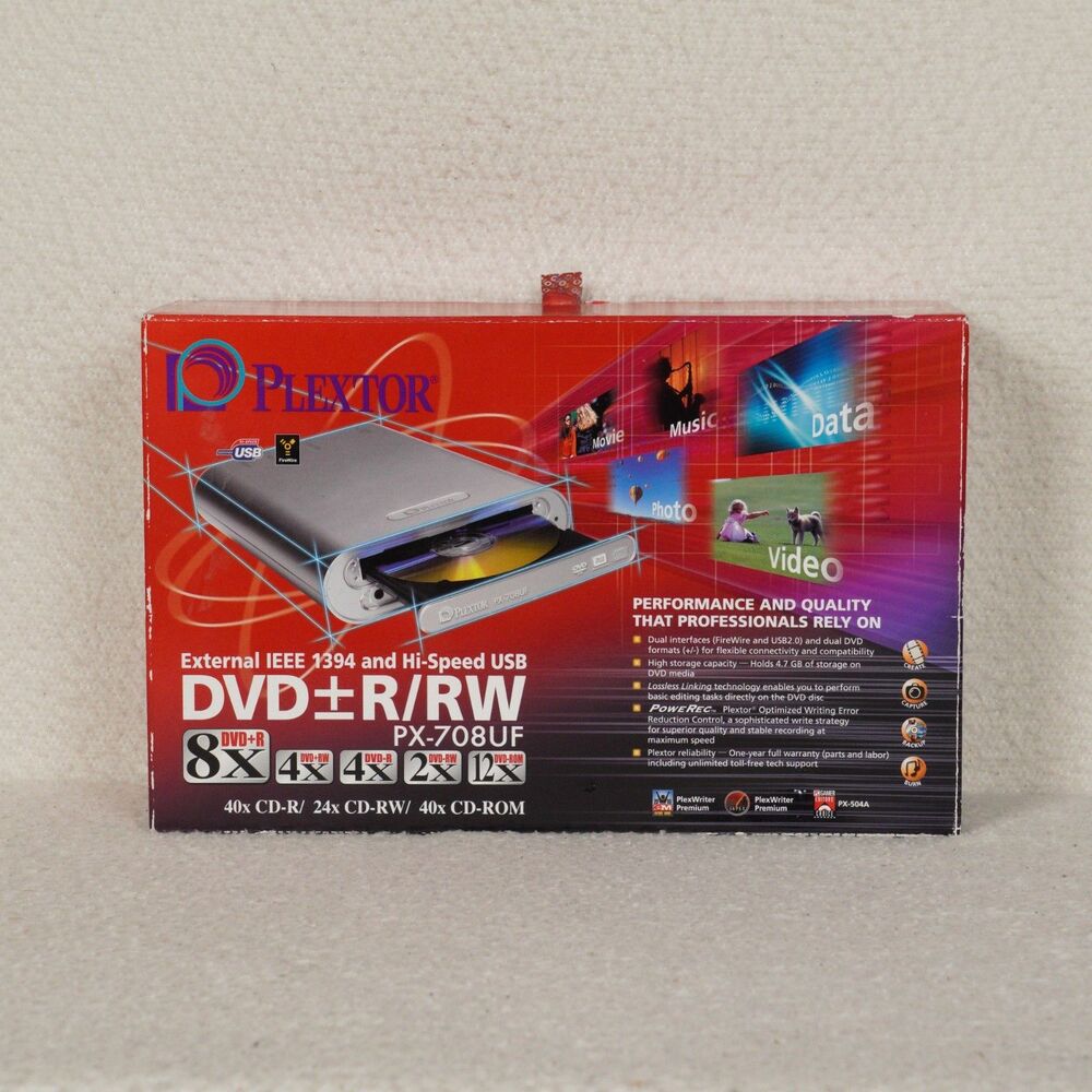 Plextor External DVD±RW/CD-RW Drive Model PX-708UF CD and DVD Burner Disc
